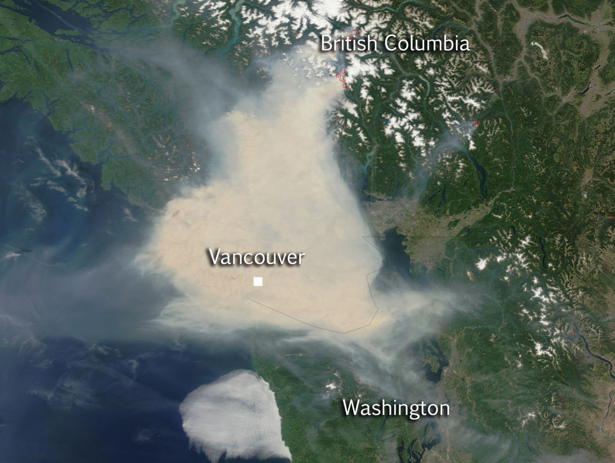 NASA image shows massive plume of wildfire smoke headed toward Seattle ...