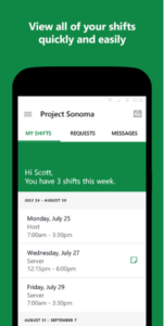 A look at Project Sonoma, a Microsoft app for shift workers that is in preview mode on the Google Play Store.