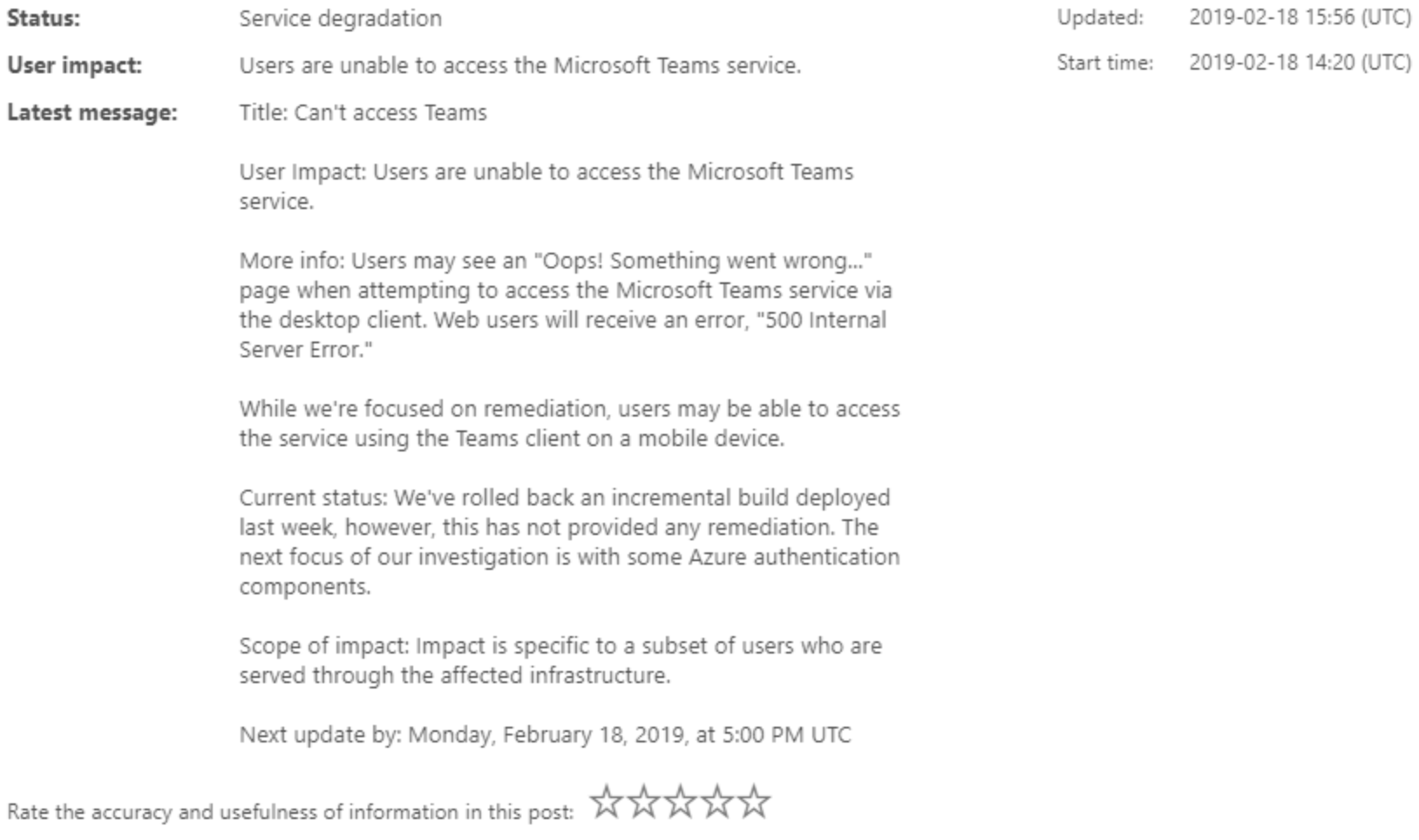 Microsoft Teams kicks off the week by going down for several hours ...
