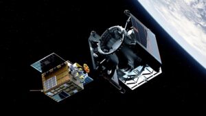 Illustration: Starfish Otter Pup 2 and target satellite in orbit