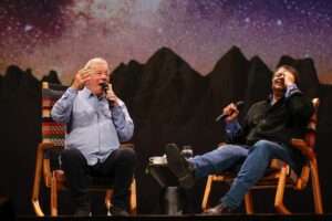 William Shatner and Neil deGrasse Tyson on stage