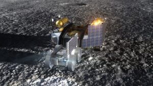 Illustration: Astrolab FLIP rover on moon with Interlune payload