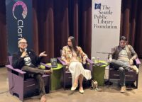 Cory Doctorow, Whitney Beltran and Ed Zitron at Seattle Public Library event
