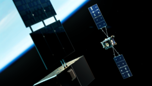 Illustration: Otter spacecraft near another satellite in Earth orbit