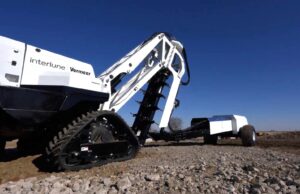 Prototype excavator on a rocky test range