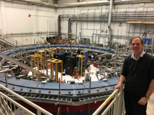 David Hertzog with Muon g-2 storage ring at Fermilab