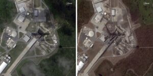 Before-and-after pictures of Blue Origin New Glenn launch pad explosion