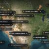 U.S. map with sites of wildfires, earthquakes and other natural phenomena pinpointed