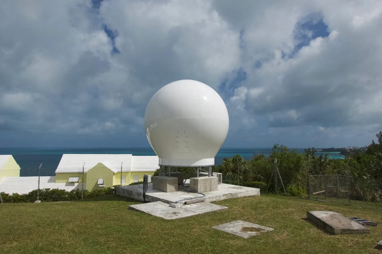 Bulb-shaped antenna dome in Bermuda