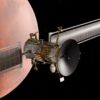 An artist's conception shows the Mars Telecommunications Orbiter in Martian orbit. (Blue Origin Photo)