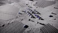 Illustration: Overhead view of lunar mining operation