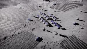 Illustration: Overhead view of lunar mining operation