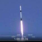 SpaceX Falcon 9 rocket rising into sky