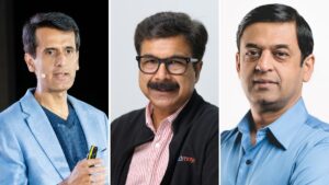 Side-by-side photos of Kabir Narang, Manish Kedia and Monish Darda